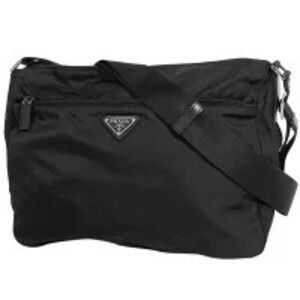 Prada Plate Shoulder Bag Crossbody Nero Black